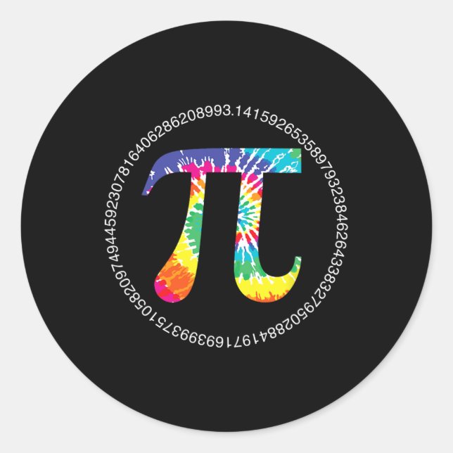 Tie Dye Pi Day T Shirt Physics Math Teacher Engine Classic Round Sticker (Front)