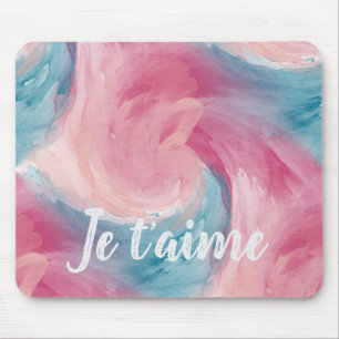 Tie-Dye Pink and Blue Painterly Watercolor in Love Mouse Mat
