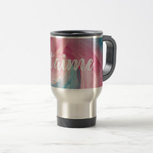 Tie-Dye Pink and Blue Painterly Watercolor in Love Travel Mug