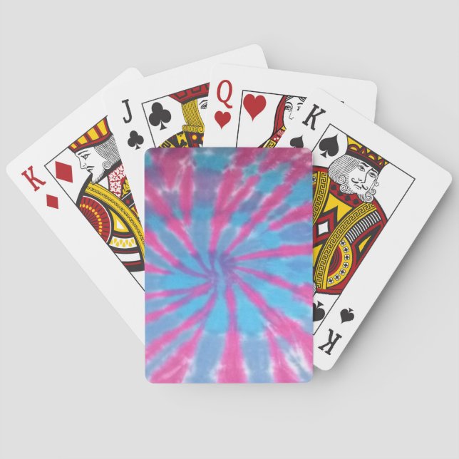 tie dye playing cards deck pink blue spiral (Back)