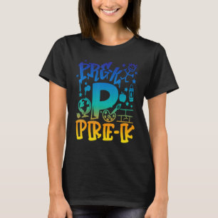 Tie Dye Pre-K Team Teacher Boy Graffiti Style Back T-Shirt