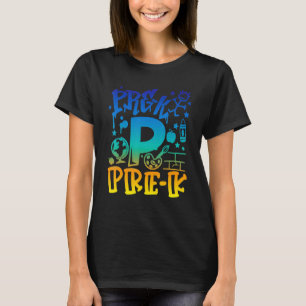 Tie Dye Pre K Team Teacher Boy Graffiti Style Back T-Shirt
