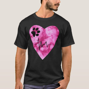 Tie Dye Print Pet Love Heartbeat Pulse T-Shirt