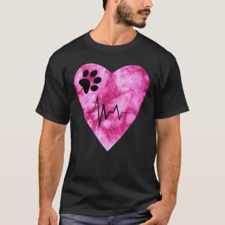 Tie Dye Print  Pet Love Heartbeat Pulse T-Shirt