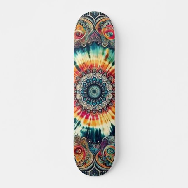 Tie-Dye Psychedelic Circles Skateboard  (Front)