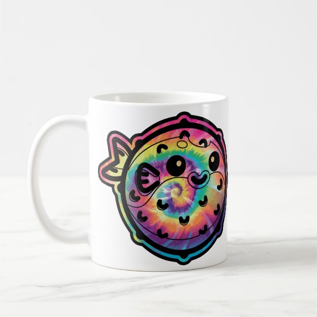 Tie Dye Puffer Fish Coffee Mug (Left)