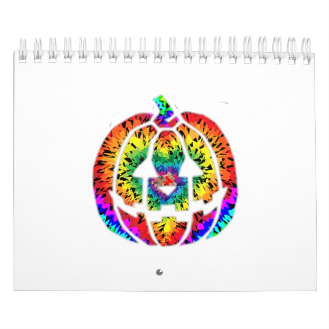 Tie Dye Pumpkin Hippie 70S Retro Vintage Halloween Calendar (Cover)