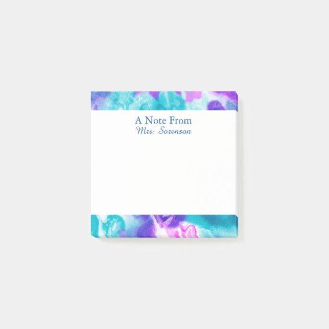 Tie Dye Purple Blue  Personalised Sticky Notes (Front)