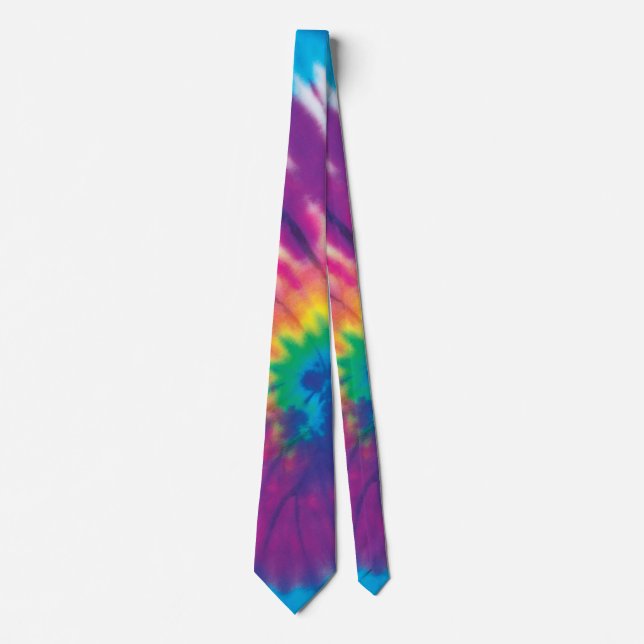 Tie-Dye Purple Blue Yellow Cute Colourful Pattern Tie (Front)