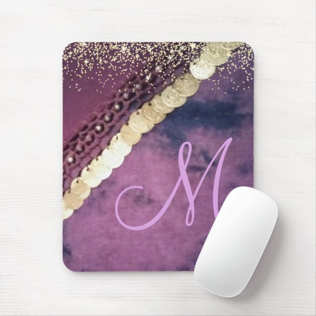  Tie Dye Purple Gold Coins Personalized Mouse Mat (With Mouse)
