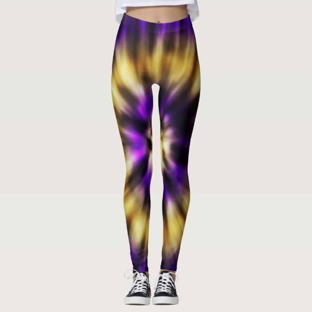Tie Dye Purple Gold Leggings (Front)