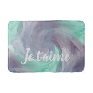 Tie-Dye Purple Green Painterly Watercolor in Love Bath Mat