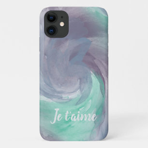 Tie-Dye Purple Green Painterly Watercolor in Love iPhone 11 Case