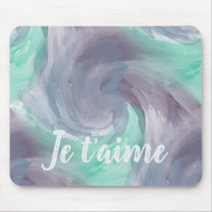 Tie-Dye Purple Green Painterly Watercolor in Love Mouse Mat