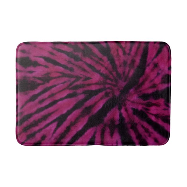 Tie-Dye Purple Pink Black Hippie Retro Pattern  Bath Mat (Front)