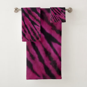 Tie-Dye Purple Pink Black Hippie Retro Pattern  Bath Towel Set