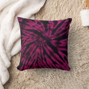 Tie-Dye Purple Pink Black Hippie Retro Pattern Cushion