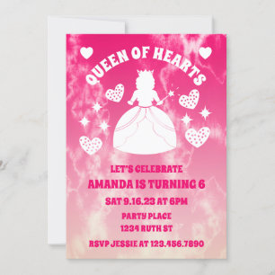 Tie Dye Queen Of Hearts Birthday Invitation