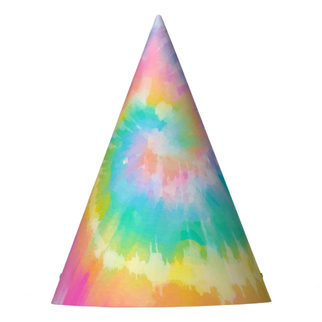 Tie Dye Rainbow Birthday Party Hat Kids (Front)