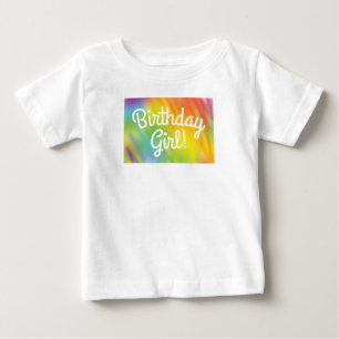 Tie Dye Rainbow Birthday Party Kids Cute Baby T-Shirt