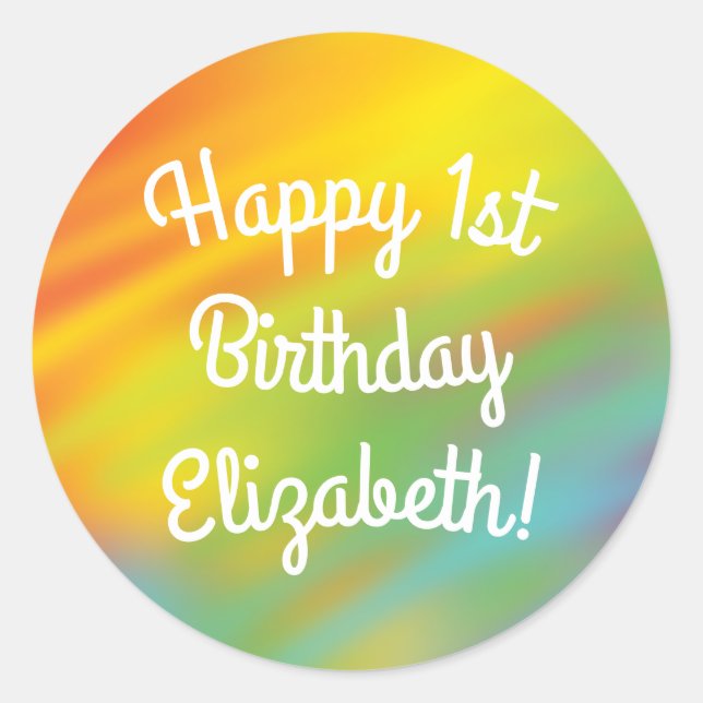 Tie Dye Rainbow Birthday Party Kids Cute Classic Round Sticker (Front)