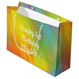 Tie Dye Rainbow Birthday Party Kids Cute Large Gift Bag