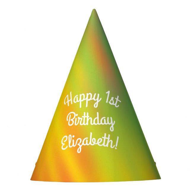 Tie Dye Rainbow Birthday Party Kids Cute Party Hat (Front)