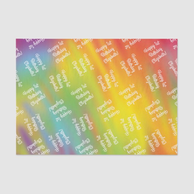 Tie Dye Rainbow Birthday Party Kids Cute Tissue Paper (Front)