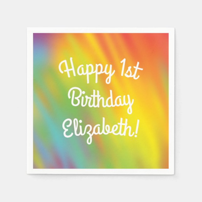 Tie Dye Rainbow Birthday Party Napkin (Front)