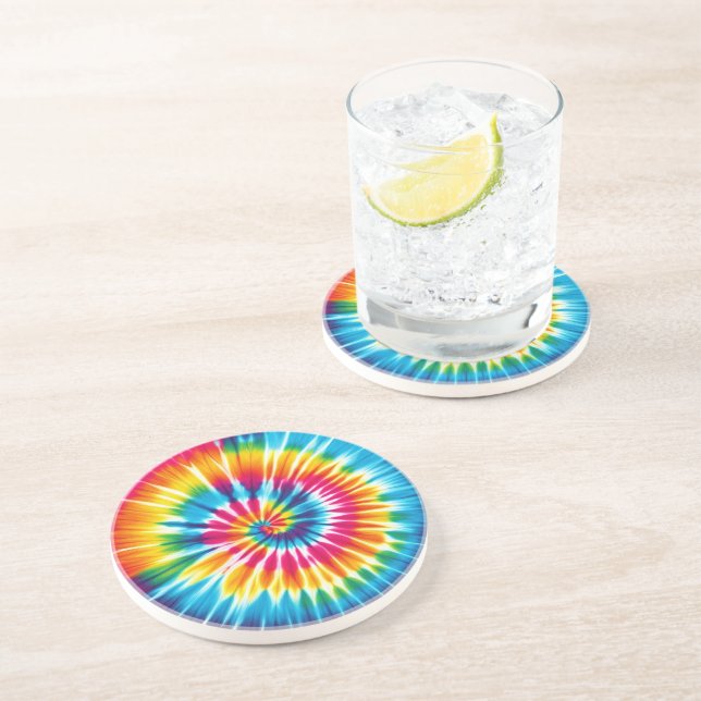 Tie Dye Rainbow Burst Coaster (Side)