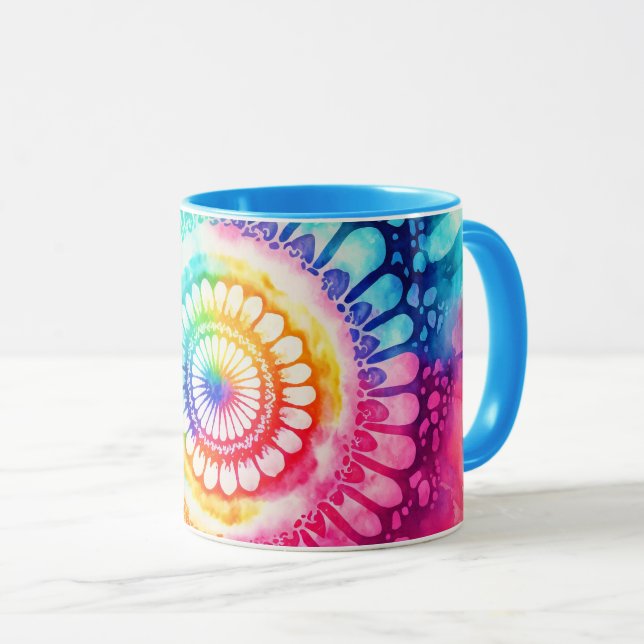 Tie Dye Rainbow Colours Retro Hippie Groovy  Mug (Front Right)