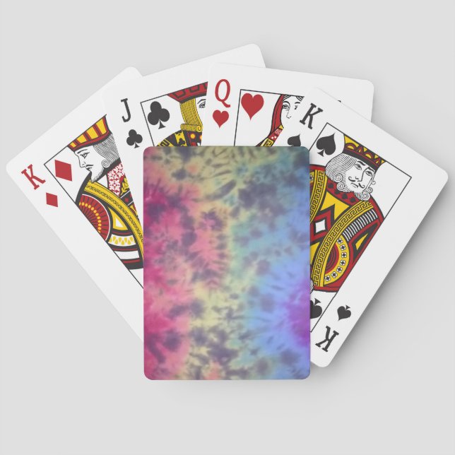 tie dye rainbow crackle playing cards (Back)