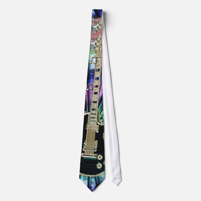Tie-Dye Rainbow Electric Guitar Music Tie (Front)