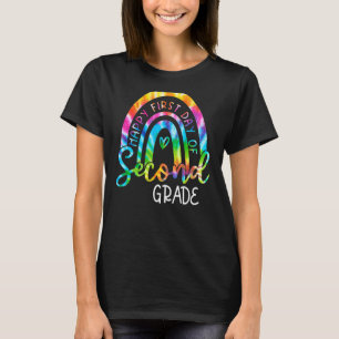 Tie Dye Rainbow Happy First Day Of 2nd Grade Back  T-Shirt