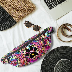 Tie Dye Rainbow Leopard Print Black Paw Cool Teens Bum Bags