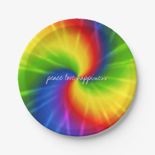 Tie Dye Rainbow Paper Plate