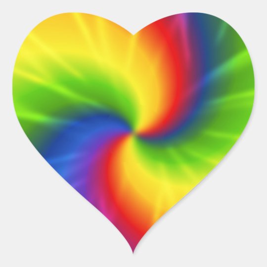 Tie Dye Rainbow Pattern Heart Sticker Uk 8992