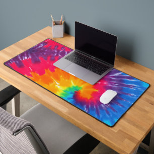 Tie Dye Rainbow Retro Design Desk Mat