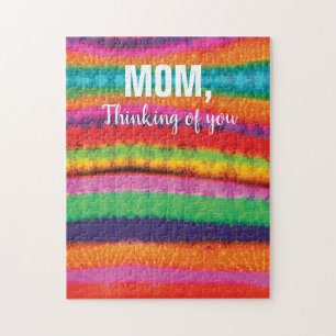 Tie Dye Rainbow Stripe Mum Thinking of You Jigsaw Puzzle