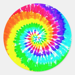 Tie Dye Rainbow Swirl Neon Rainbow Colours Pattern Classic Round Sticker