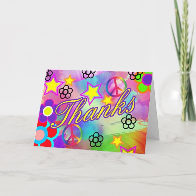 Tie dye rainbow thankyou card (Front)