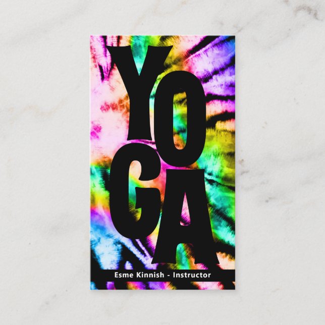 Tie Dye Rainbow Yoga Studio or Instructor Modern Business Card (Front)