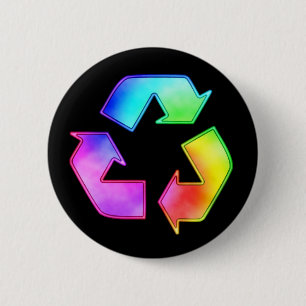 Tie Dye Recycling Symbol Button