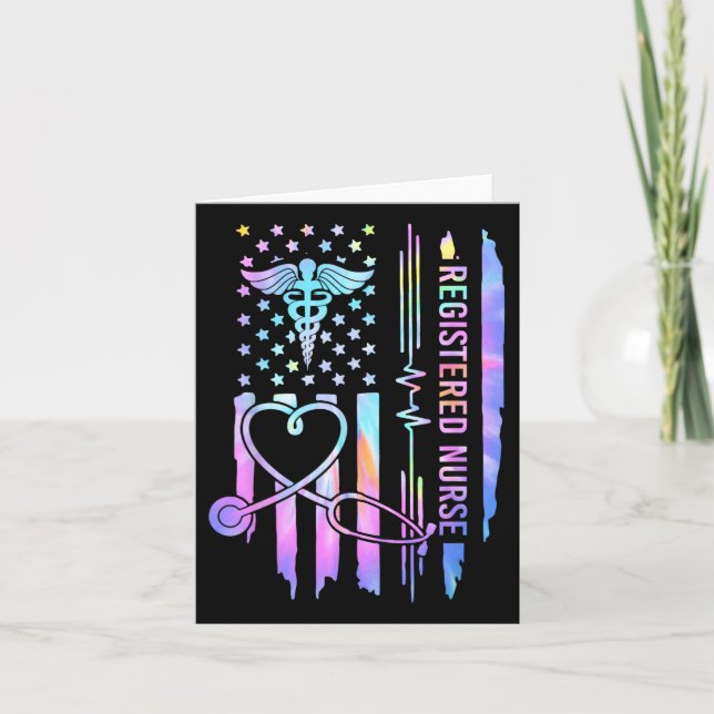 Tie Dye Registered Nurse Rn Ekg Stethoscope Nursin Card (Front)