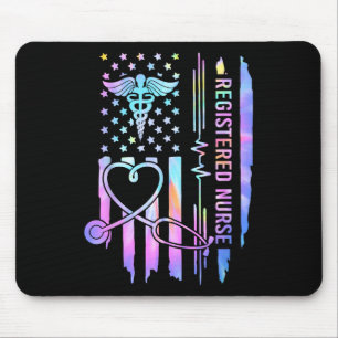 Tie Dye Registered Nurse Rn Ekg Stethoscope Nursin Mouse Mat