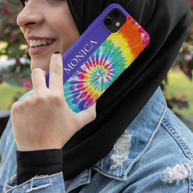 Tie Dye Retro Monogram Colourful Case-Mate iPhone Case (Creator Uploaded)