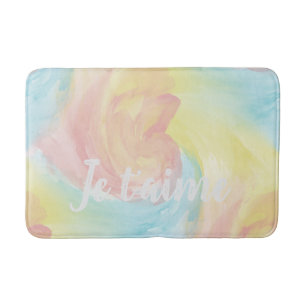 Tie-Dye Retro Pastel Painterly Watercolor in Love Bath Mat