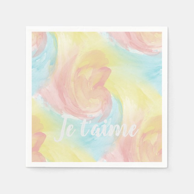 Tie-Dye Retro Pastel Painterly Watercolor in Love Napkin (Front)