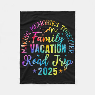 Tie Dye Road Trip 2025 Family Vacation Matching Gr Fleece Blanket