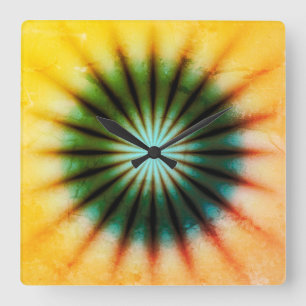 Tie Dye Rustic Square Wall Clock